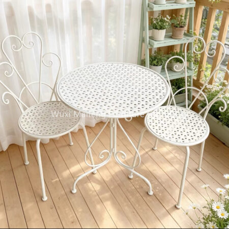 Modern Minimalist Balcony Furniture Set, 3-Piece Outdoor Table and 2 Chairs, Popular Small Coffee Table Leisure Chair Combo for Home & Patio