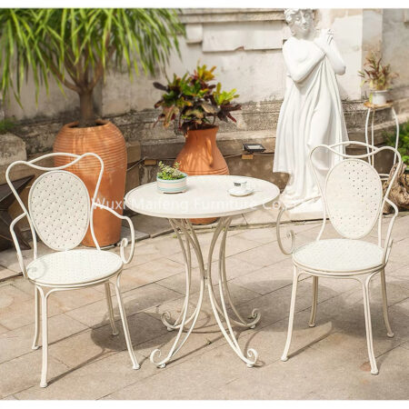 Indoor & Balcony Wrought Iron Table and Chair Set, European Simple Colorful Bistro Table, Multi-color Available Internet-Famous Iron Coffee Table for Cafe