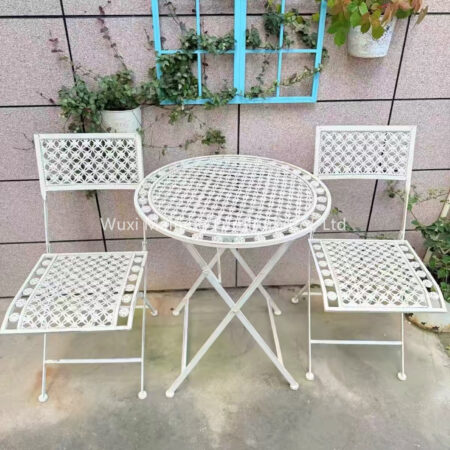 Leisure Wrought Iron Table And Chair Set Foldable Outdoor Iron Chairs For Balcony Garden French American Style Terrace Courtyard