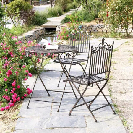 Modern Minimalist Folding Table and Chair Set Iron Furniture for Courtyard Villa Garden Open-air Balcony Leisure Table and Chair Combination