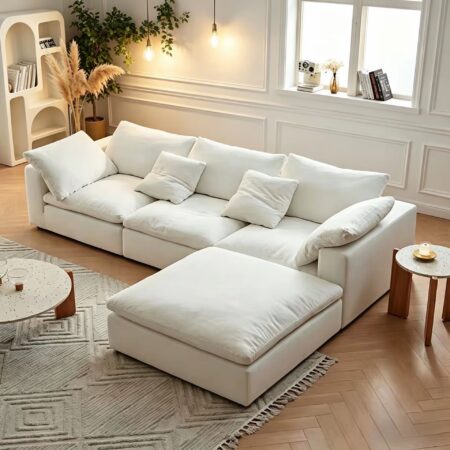 MF20261028-LR-079 Goose Down Linen Modular Sofa for Living Room & Hotel