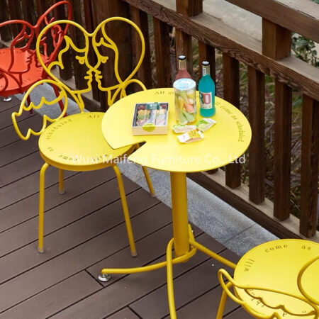 Outdoor Aluminum Table And Chair Set Three Piece Combination For Courtyard Cafe Lounge Bar Milk Tea Shop Balcony
